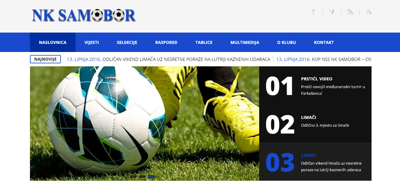 Naslovnica web stranica Nogometnog kluba Samobor